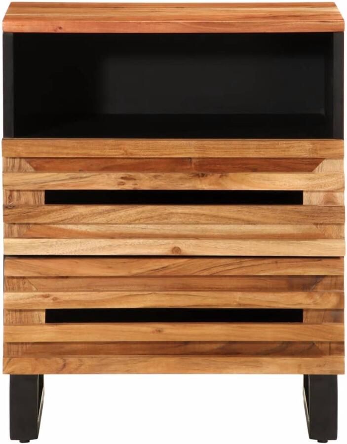 VidaXL Nachtkastje Mangohout 50x34x62 cm Bruin Nachtaandkast Mangohouten Kast Industrieel Design Slaapkamersmeubel Opbergvakken
