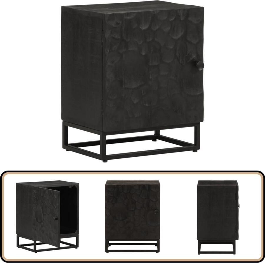 VidaXL Nachtkastje Mangohout & IJzer 40x30x50 cm Nachtkastje Nachtkastjes Bijzettafel Wandkastje