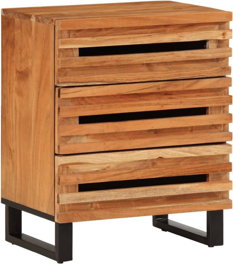 VidaXL Nachtkastje Massief Acaciahout 3 Lades Nachtkast Nachtkastje Slaapkamermeubel Kast Acacia Hout