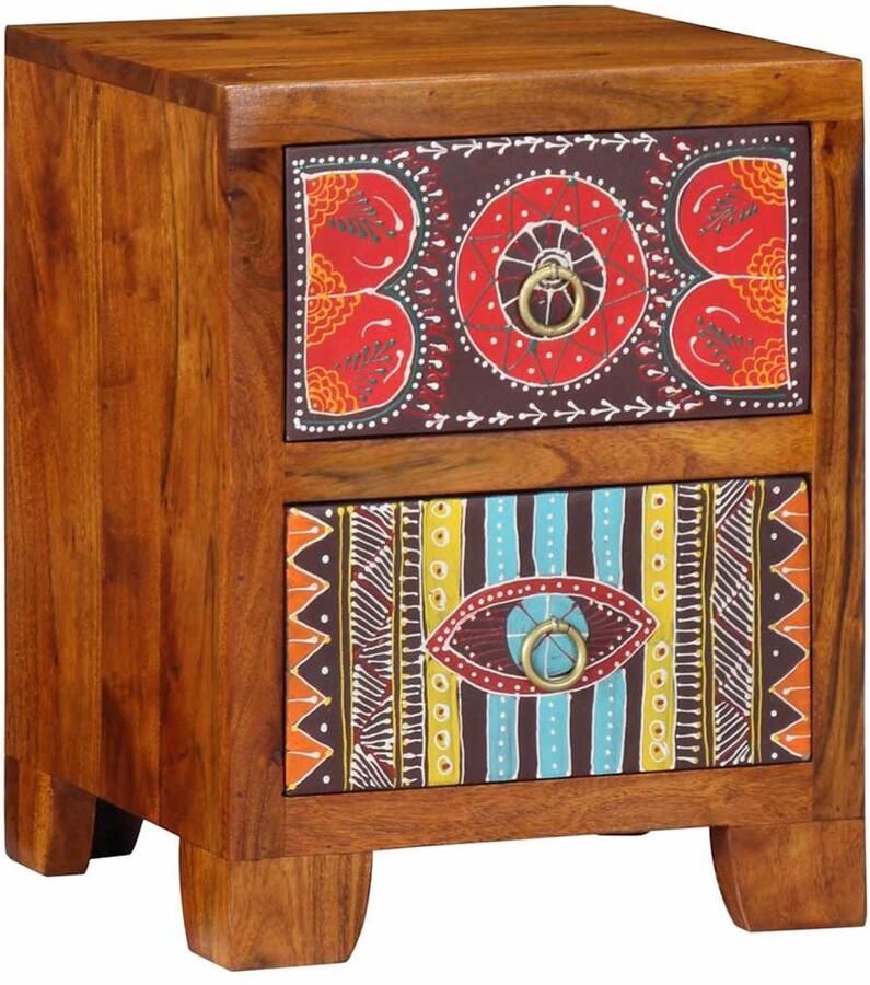 VidaXL Nachtkastje Massief Acaciahout 35x35x45 cm Nachtkast Kastje Bijzettafel Acacia Houten Meubilair Slaapkamer Decoratie - Foto 2