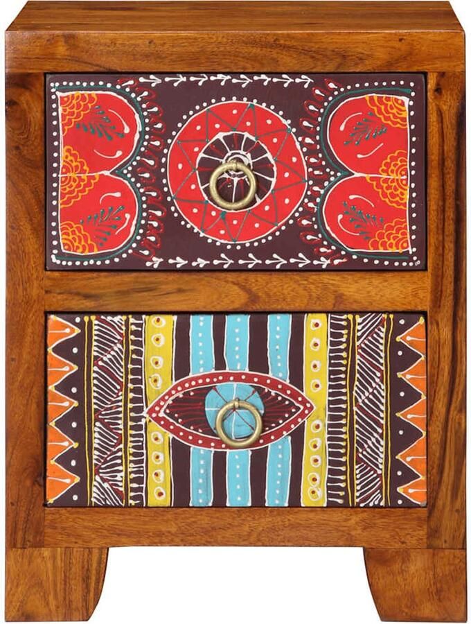 VidaXL Nachtkastje Massief Acaciahout Set van 2 Nachtkastje Nachtkastjes Bijzettafel Wandkastje