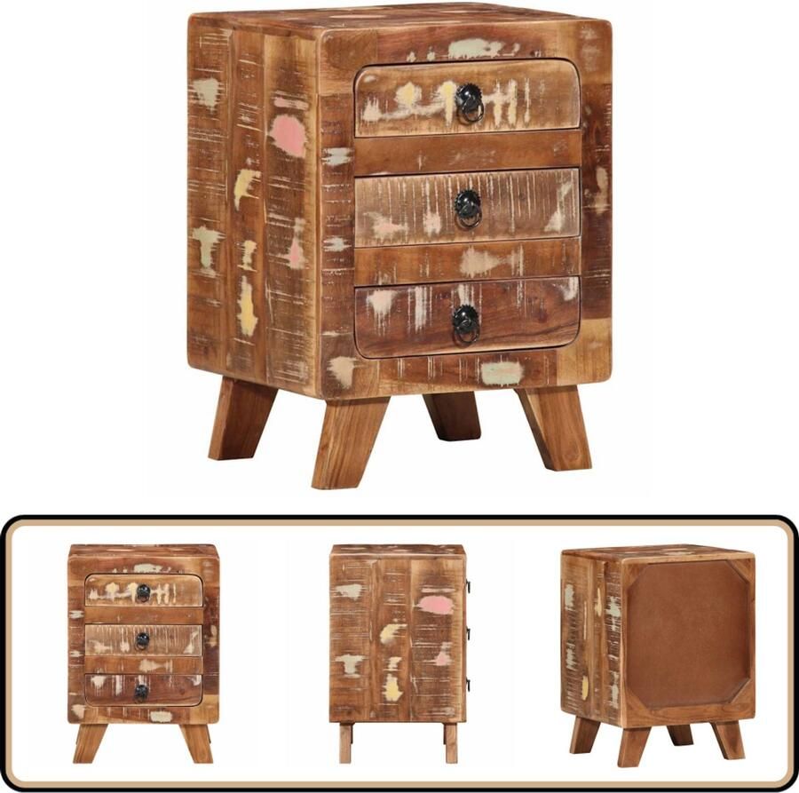 VidaXL Nachtkastje Massief Gerecycled Hout 37x32x50 cm Nachtkastje Nachtkastjes Bijzettafel Wandkastje