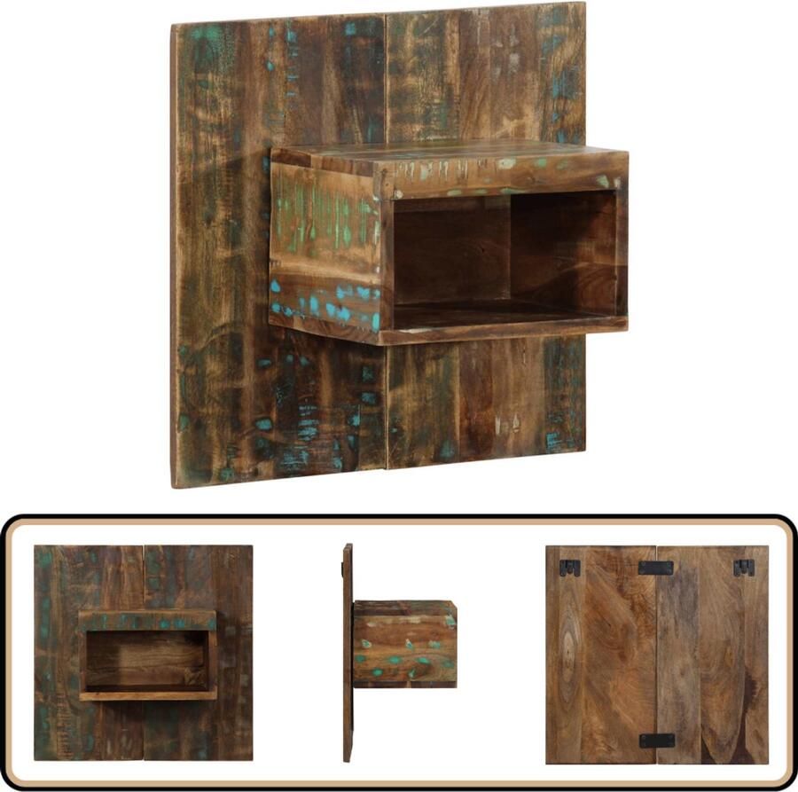 VidaXL Nachtkastje Massief Gerecycled Hout 50x27x50 cm Nachtkastje Nachtkastjes Bijzettafel Wandkastje