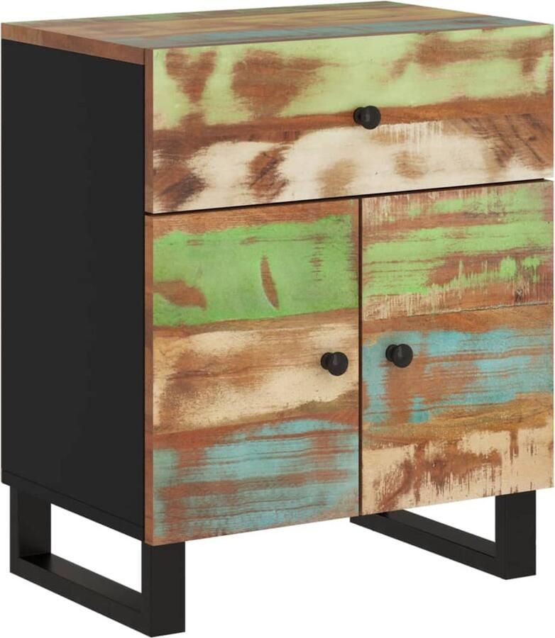 VidaXL Nachtkastje Massief gerecycled hout 50x33x60 cm Nachtkastje Industrieel Design Houten Nachtkastje Vintage Nachtkastje Multifunctioneel Kastje Bergruimte Bijzettafel Woonaccessoires