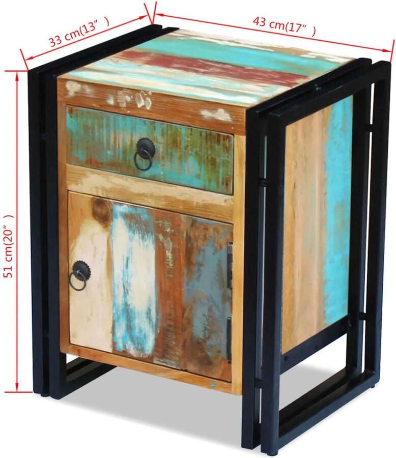 VidaXL -Nachtkastje-massief-gerecycled-hout - Foto 2