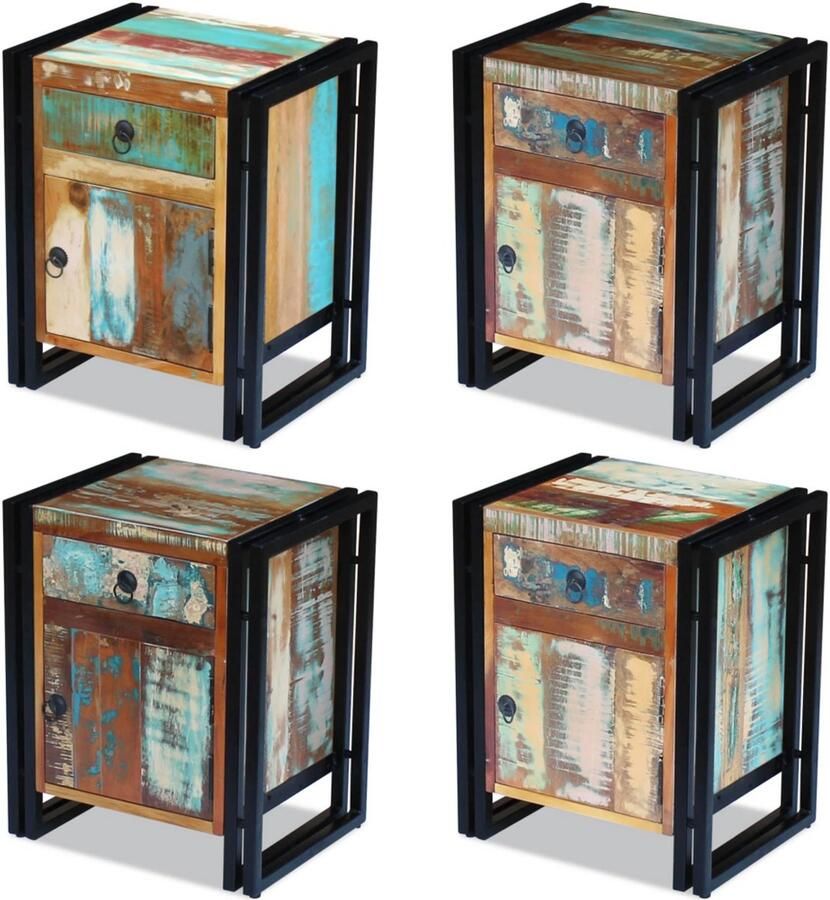 VidaXL Nachtkastje massief gerecycled hout Kast Kasten Kastje Kastjes