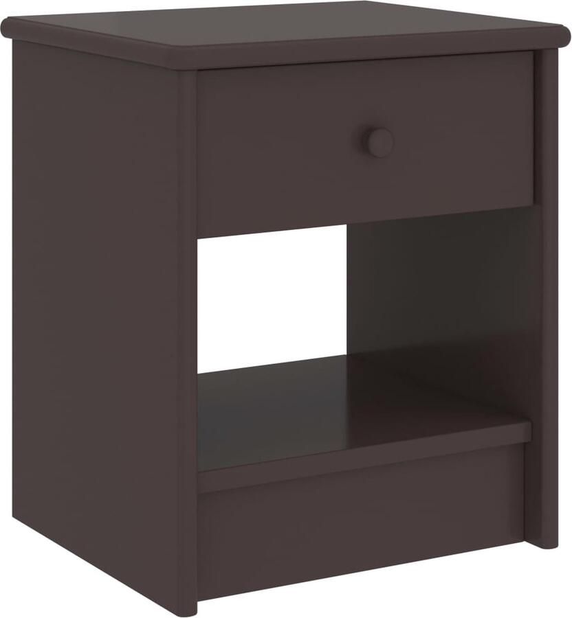 VidaXL Nachtkastje Massief Grenenhout Donkerbruin Nachtkastje Bedtafel Meubilair Kamermeubelen Grenenhout Bruin Vintage Industrieel Rustic - Foto 2