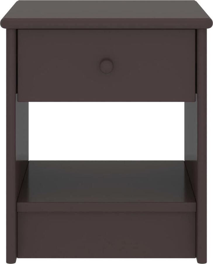 VidaXL Nachtkastje Massief Grenenhout Donkerbruin Nachtkastje Bedtafel Meubilair Kamermeubelen Grenenhout Bruin Vintage Industrieel Rustic
