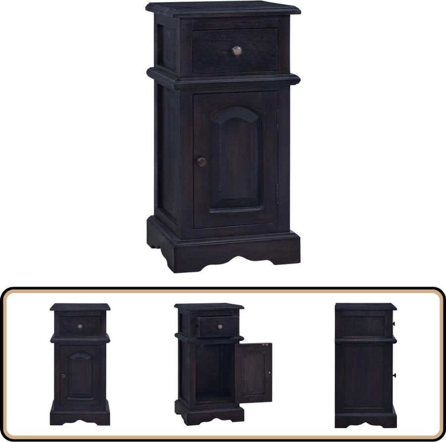 VidaXL Nachtkastje Massief Mahoniehout 30x30x60 cm Nachtkastje Slaapkamerkastje Vintage Meubel Retro Meubel Mahoniehouten Kast