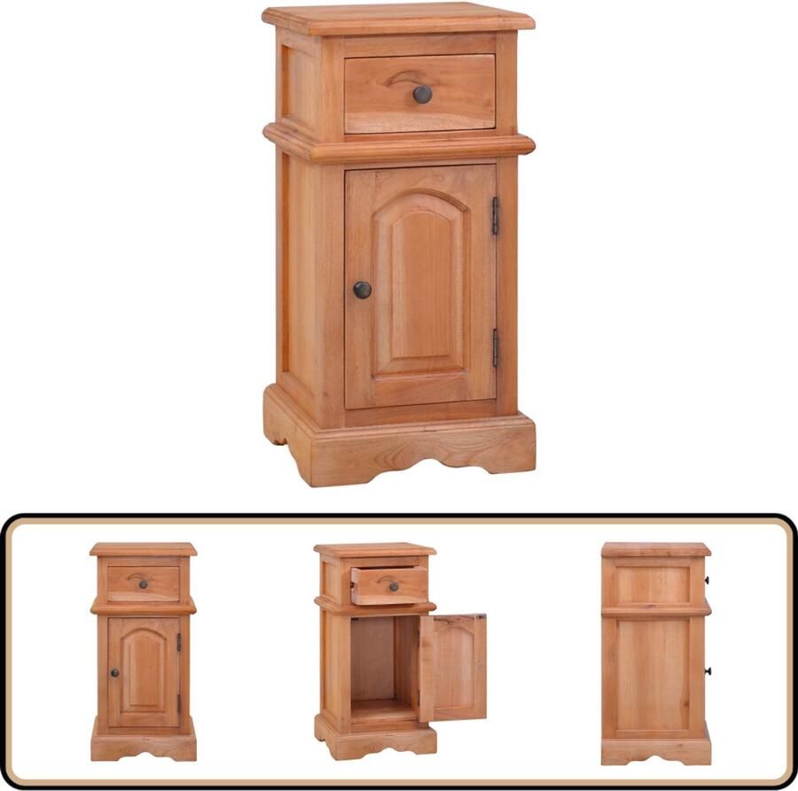 VidaXL Nachtkastje Massief Mahoniehout 30x30x60 cm Nachtkastje Slaapkamermeubel Vintage Meubel Retro Meubel Mahoniehouten Kast