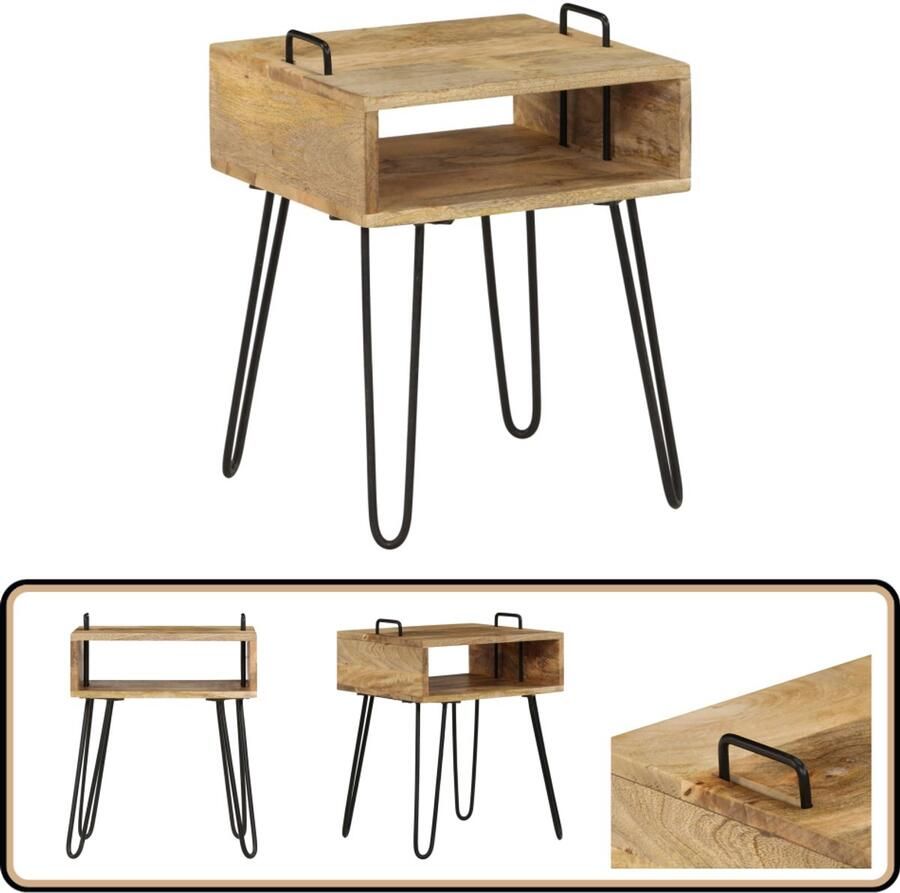 VidaXL Nachtkastje Massief Mangohout 40x30x47 cm Nachtkastje Slaapkamermeubilair Industrieel Meubilair Mangohout Meubilair Vintage Meubilair