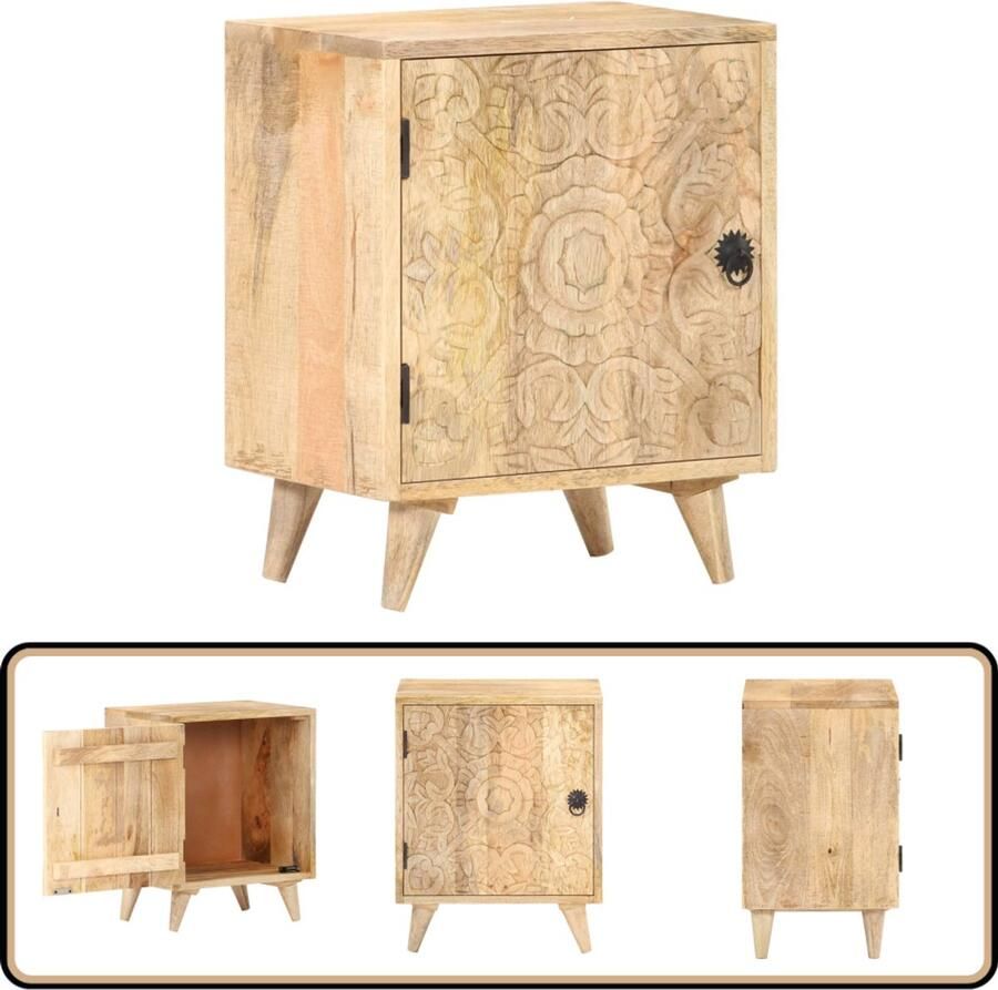 VidaXL Nachtkastje Massief Mangohout 40x30x50 cm Nachtkastje Mangohout Slaapkamermeubels Kamerdecoratie Opslagmogelijkheden Bruine Meubels