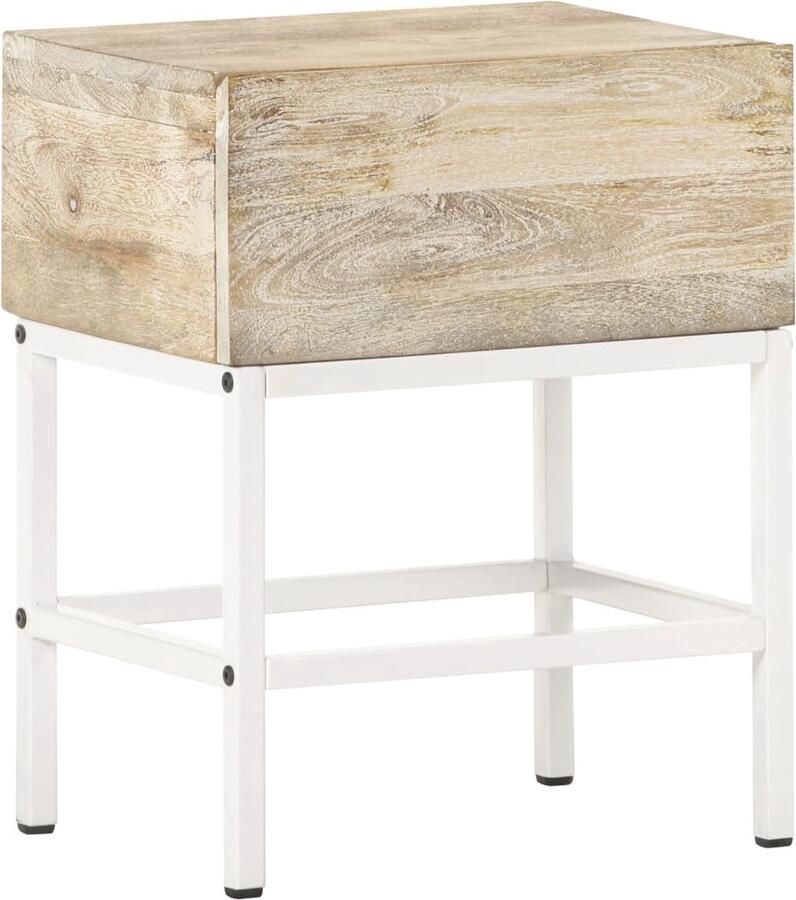 VidaXL Nachtkastje Massief Mangohout 40x30x50 cm Nachtkastje Massief Mangohout Rustic Vintage Slaapkamermeubilair Commode Bergruimte - Foto 2