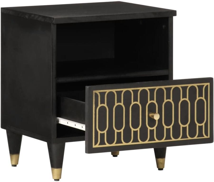 The Living Store Nachtkastje 40x33x46 cm massief mangohout Nachtkastje Mango Wood Retro Design Vintage Style Slaapkamersdecoratie - Foto 4