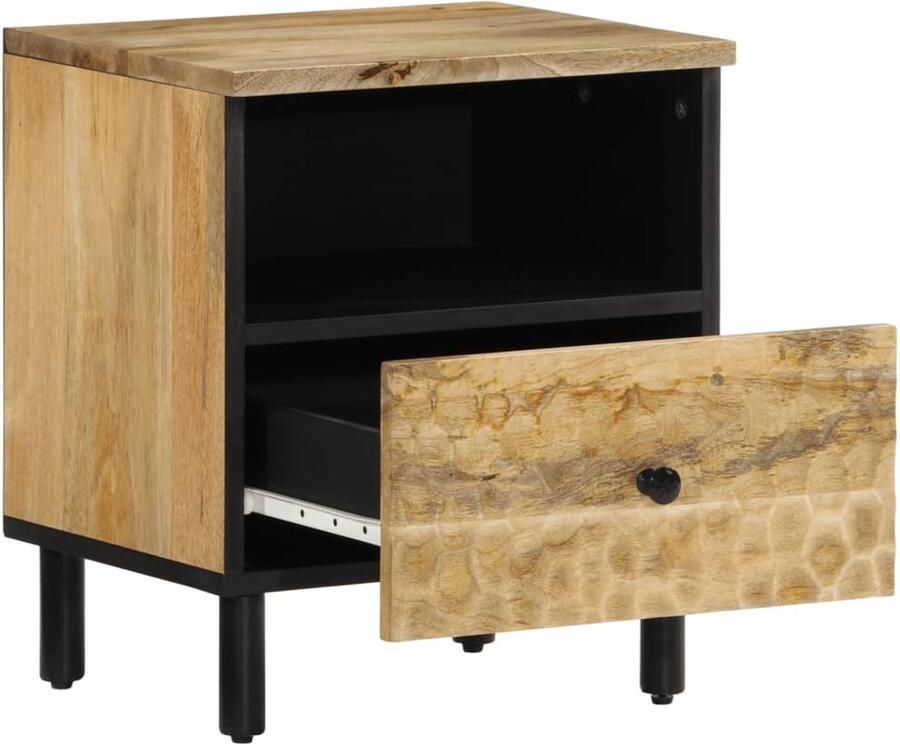 The Living Store Nachtkastje 40x33x46 cm massief mangohout Nachtkastje Mangohout Bedroom Furniture Side Table Living Room Furniture - Foto 3