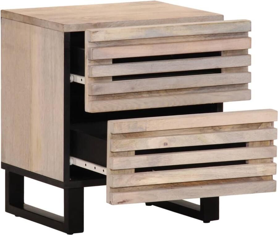 The Living Store Nachtkastje 40x34x46 cm massief gebleekt mangohout Nachtkastje Industrieel Mangohout Vintage Slaapkamersdecoratie - Foto 4