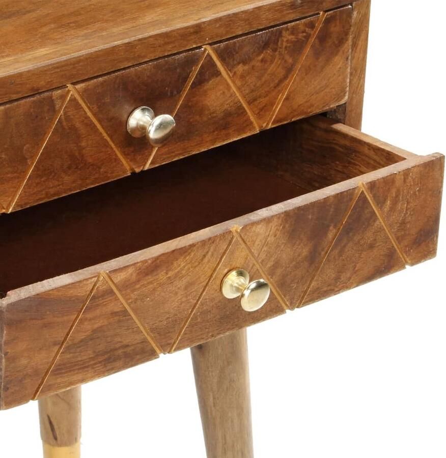 VidaXL Nachtkastje Massief Mangohout 43x30x58 cm Nachtkastje Kastje Mangohout Vintage Rustic Slaapkamermeubilair Woonaccessoires Design - Foto 2