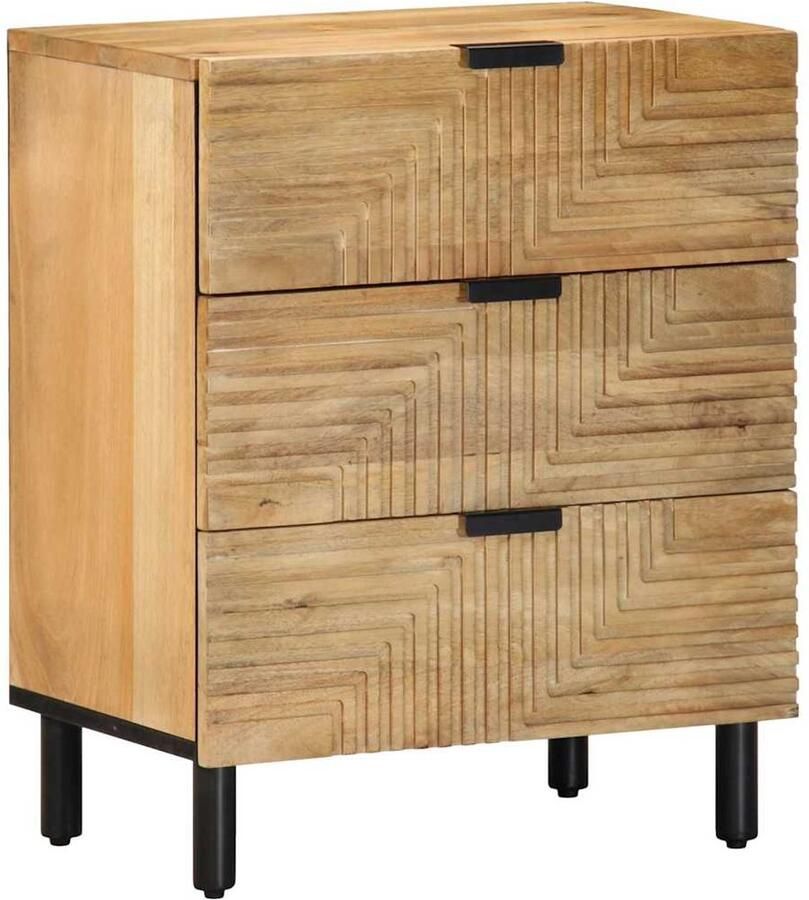 VidaXL Nachtkastje Massief Mangohout 50x33x60 cm Nachtkast Nachtkastje Kast Meubilair Slaapkamermeubel