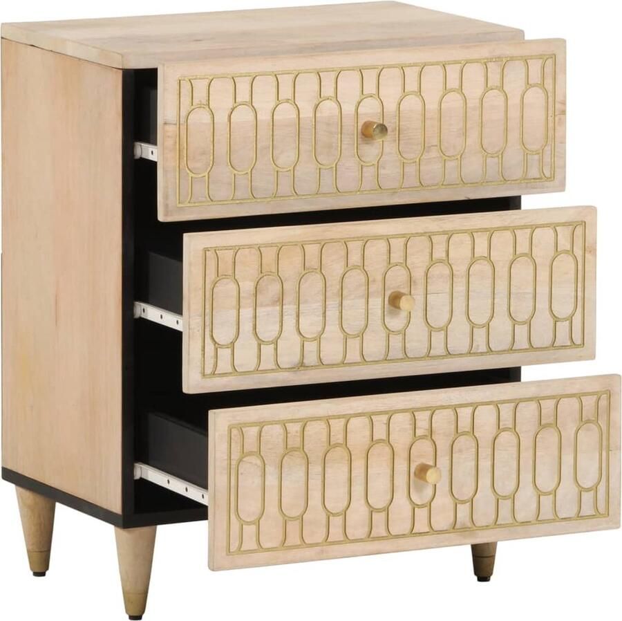 VidaXL Nachtkastje Massief Mangohout 50x33x60 cm Nachtkastje Meubilair Salontafel Mango Wood Vintage