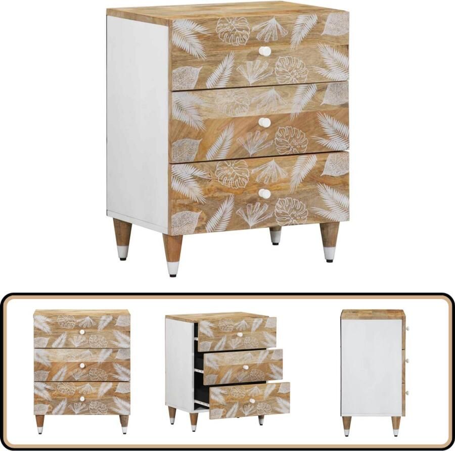 VidaXL Nachtkastje Massief Mangohout 50x33x60 cm Nachtkastje Nachtkastjes Bijzettafel Wandkastje - Foto 2