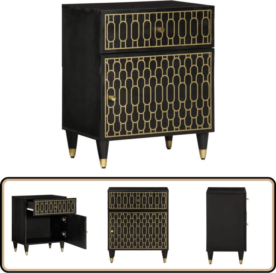 The Living Store Nachtkastje 50x33x60 cm massief mangohout Nachtkastje Mango Wood Retro Meubilair Vintage Kast Slaapkamersfeer