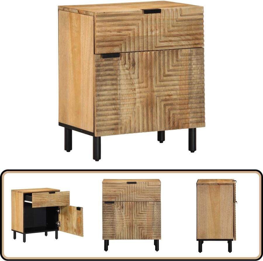 The Living Store Nachtkastje 50x33x60 cm massief mangohout bruin Nachtkastje Mango Wood Kastje Salontafel Slaapkamers