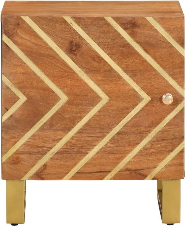 VidaXL -Nachtkastje-massief-mangohout-bruin-en-zwart - Foto 4