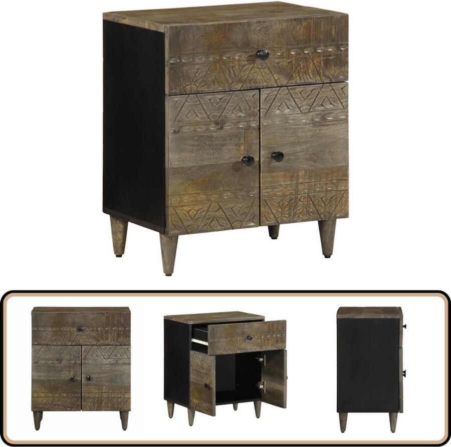 VidaXL Nachtkastje Massief Mangohout Lichtgrijs Nachtkastje Nachtkastjes Bijzettafel Wandkastje