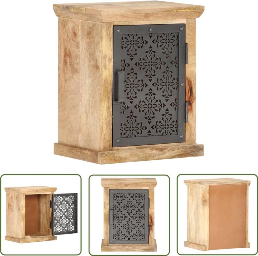 VidaXL Nachtkastje Massief Mangohout Zwart 40x30x50 cm Nachtkastje Kastje Nachttafel Salontafel Mangohout Zwart Vintage Industrieel Modern