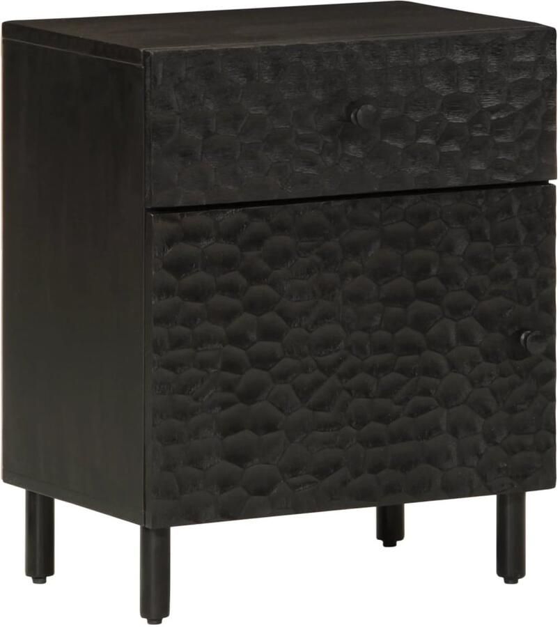 VidaXL Nachtkastje Massief Mangohout Zwart Nachtkastje Mangohouten Kast Houten Nachttafel Slaapkamersfeer Kamerinrichting