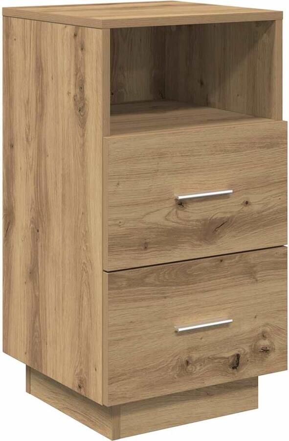 VidaXL Nachtkastje met 2 lades 36x36x68 cm artisanaal eikenkleurig