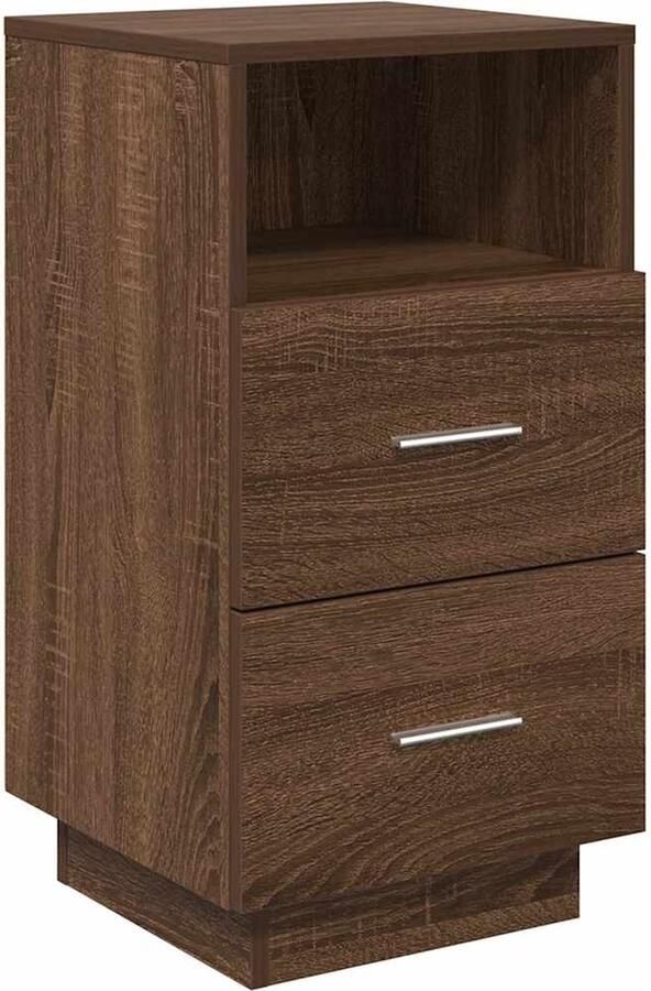 VidaXL Nachtkastje met 2 lades 36x36x68 cm bruin eikenkleur
