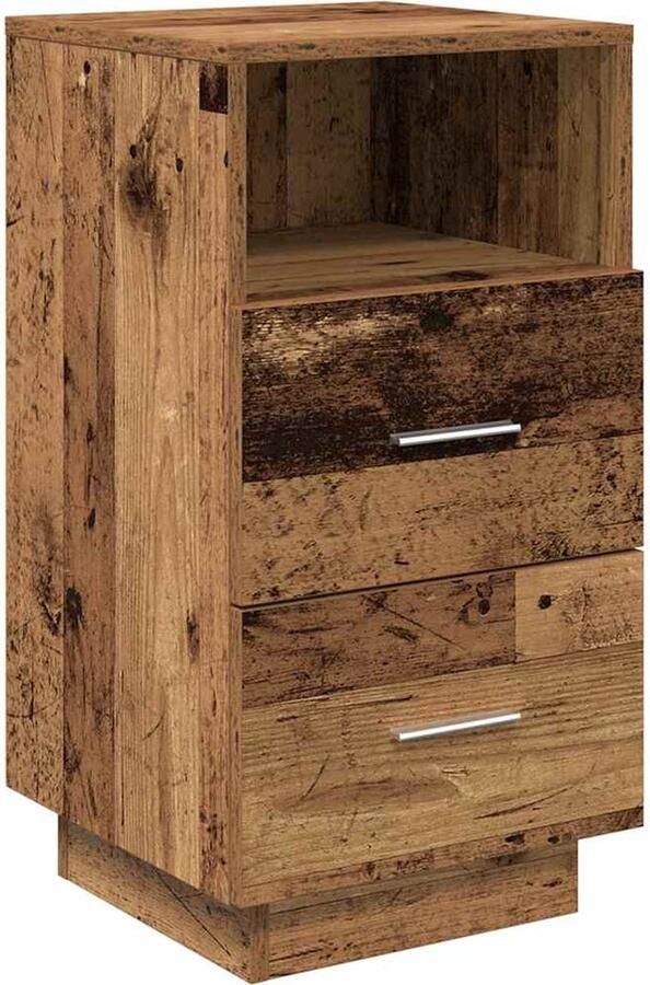 VidaXL Nachtkastje met 2 lades 36x36x68 cm oud houtkleurig