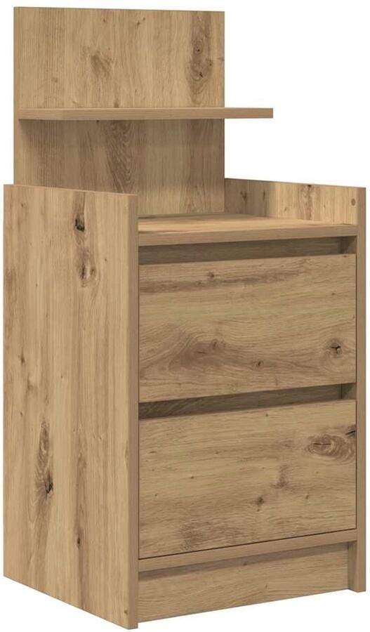 VidaXL Nachtkastje met 2 lades 38x34x80 cm artisanaal eikenkleurig