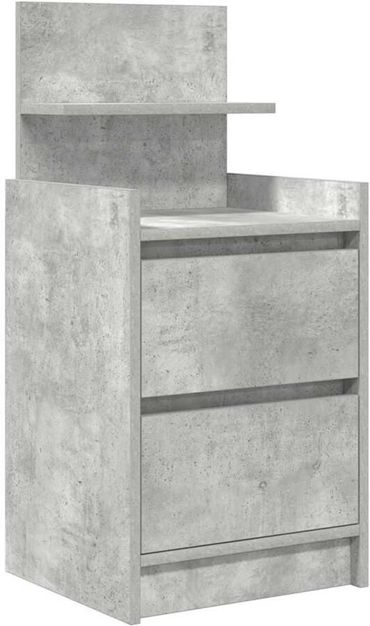 VidaXL Nachtkastje met 2 lades 38x34x80 cm betongrijs