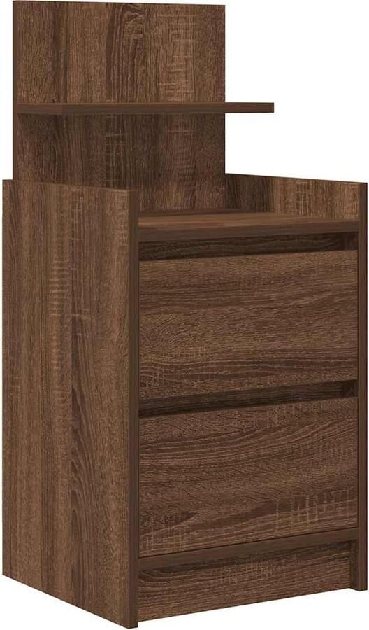 VidaXL Nachtkastje met 2 lades 38x34x80 cm bruin eikenkleur