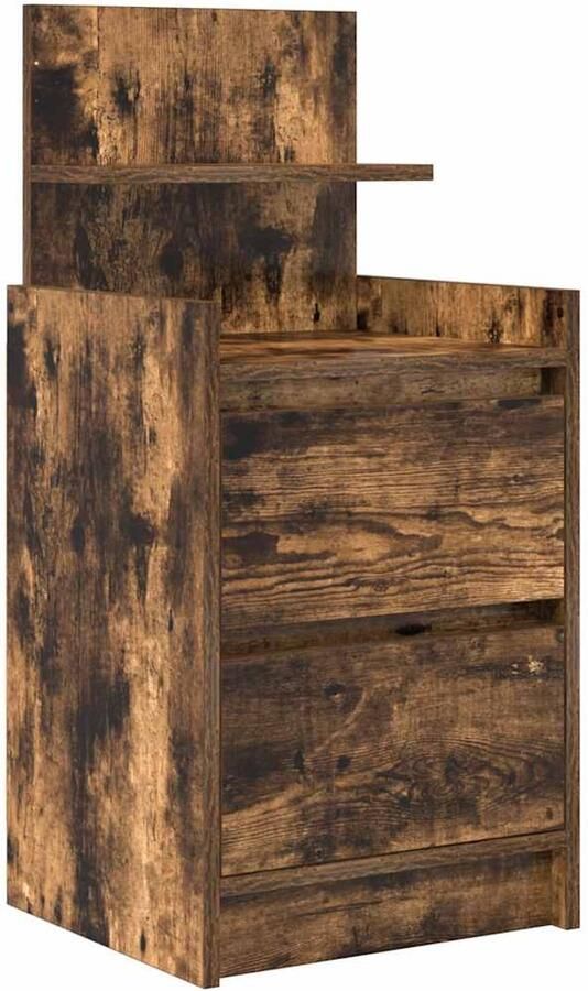 VidaXL Nachtkastje met 2 lades 38x34x80 cm gerookt eikenkleurig