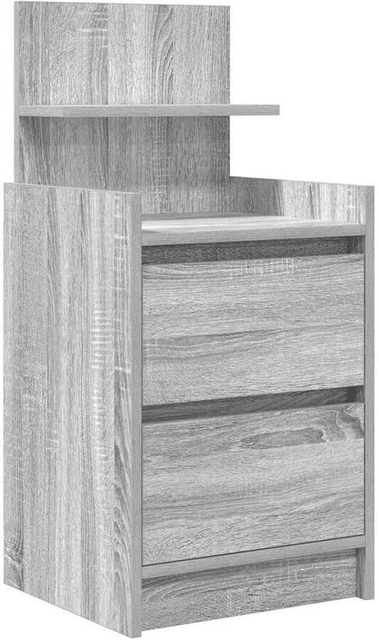 VidaXL Nachtkastje met 2 lades 38x34x80 cm grijs sonoma eikenkleurig