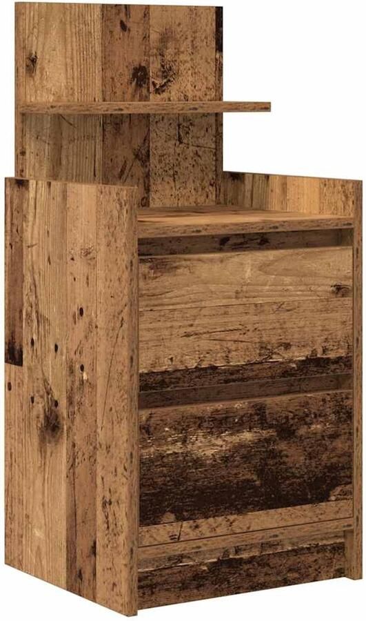 VidaXL Nachtkastje met 2 lades 38x34x80 cm oud houtkleurig
