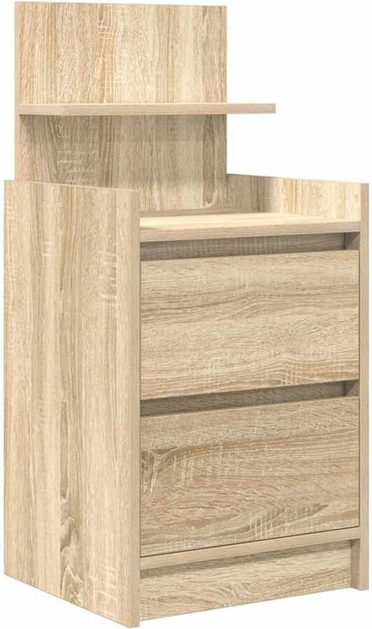 VidaXL Nachtkastje met 2 lades 38x34x80 cm sonoma eikenkleurig