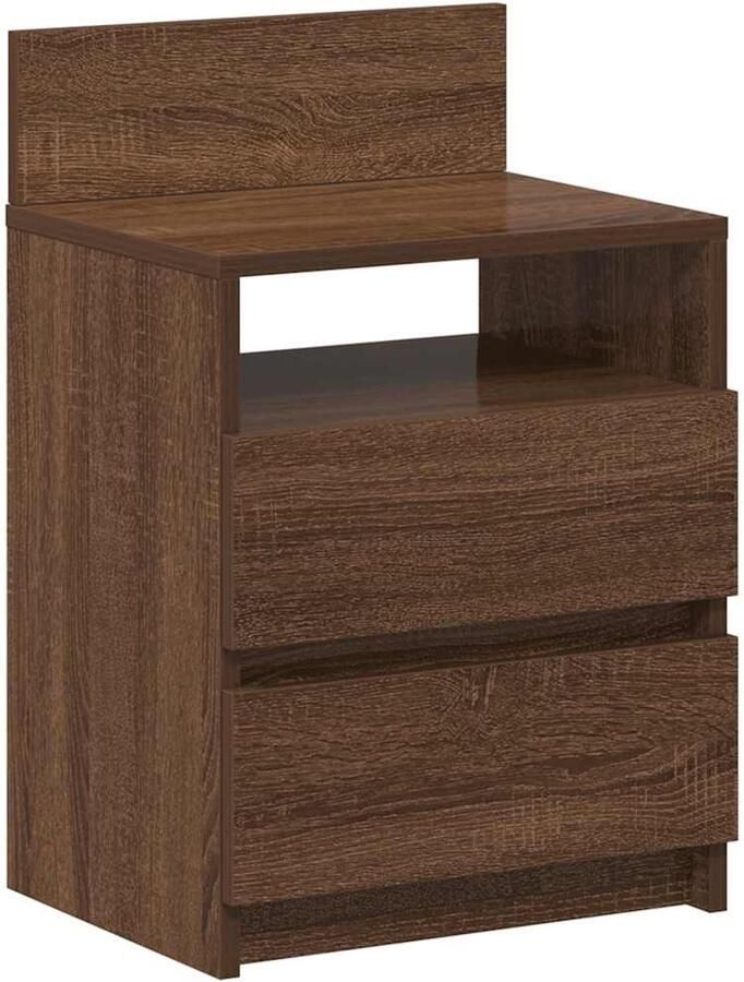 VidaXL Nachtkastje met 2 lades 40x33x60 cm bruin eikenkleur