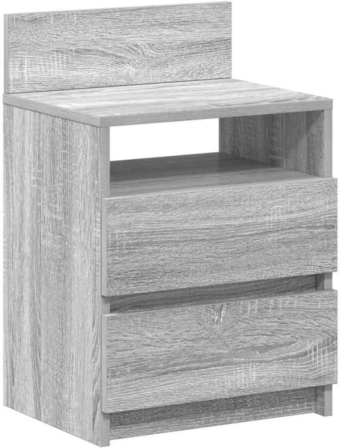 VidaXL Nachtkastje met 2 lades 40x33x60 cm grijs sonoma eikenkleurig