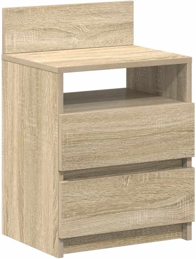 VidaXL Nachtkastje met 2 lades 40x33x60 cm sonoma eikenkleurig