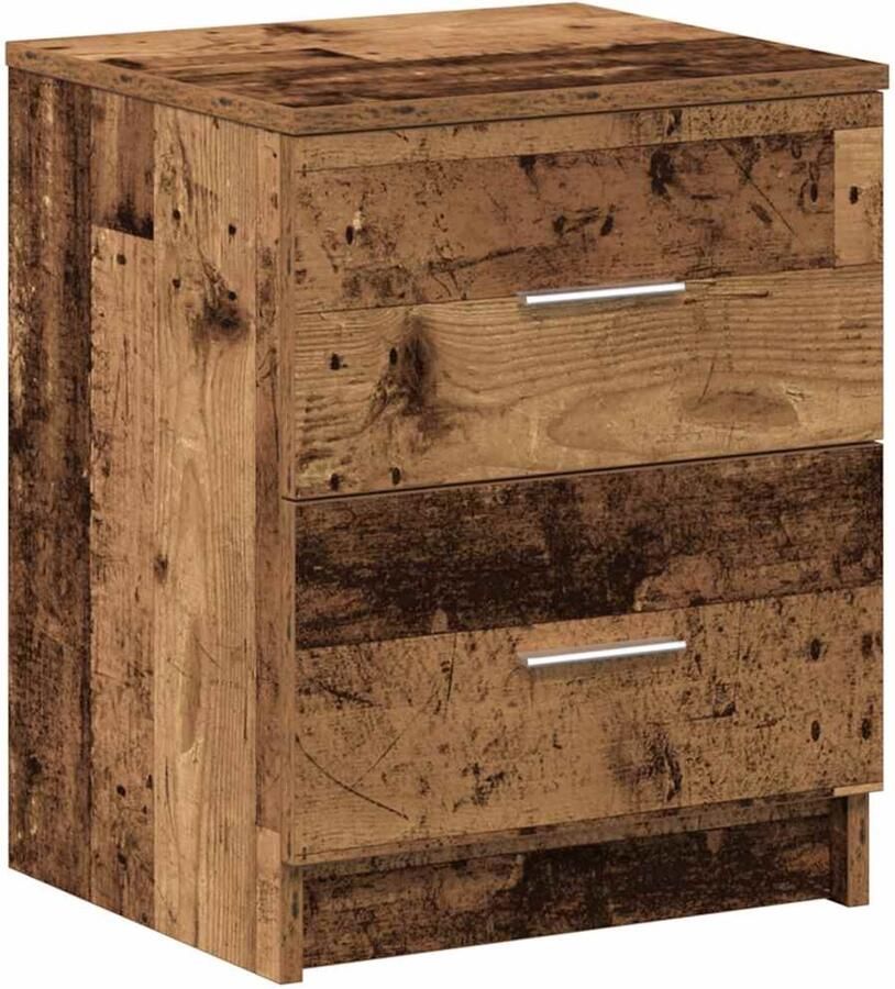 VidaXL Nachtkastje met 2 lades 40x36x50 cm oud houtkleurig