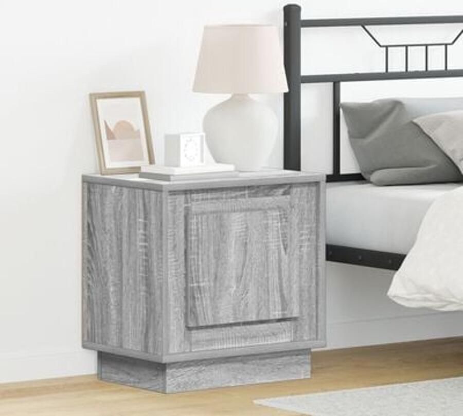 VidaXL Nachtkastjes met LED verlichting 2 stuks Grijs Sonoma 44x34 5x45 cm