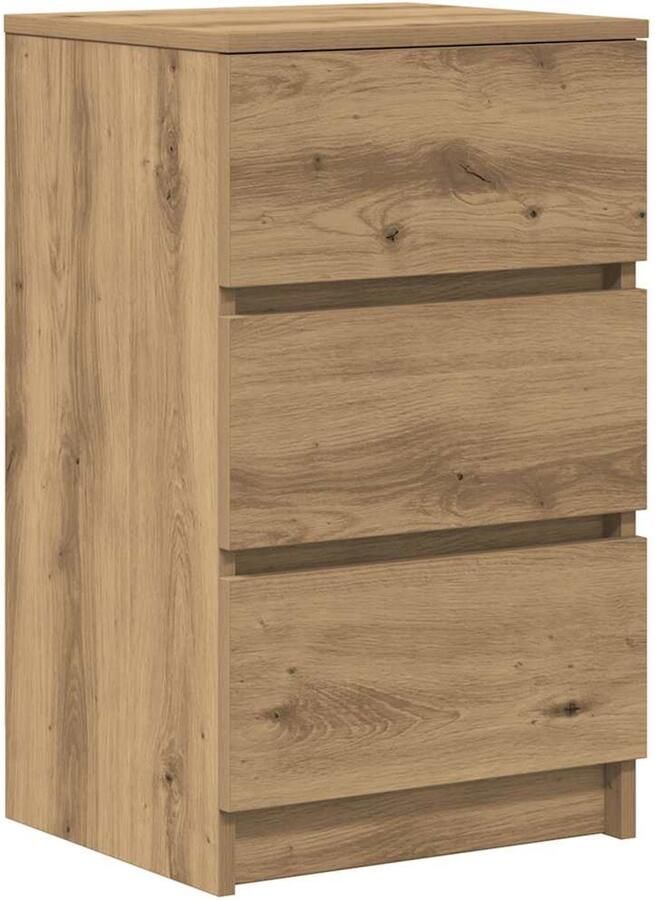 VidaXL Nachtkastje met 3 lades 39x35x65 cm artisan eikenkleurig