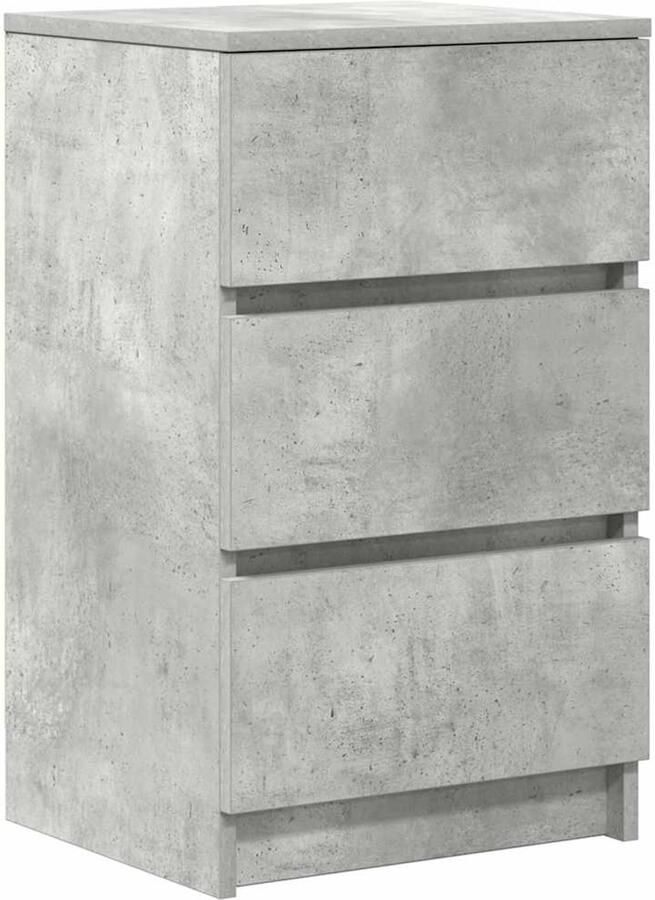 VidaXL Nachtkastje met 3 lades 39x35x65 cm betongrijs