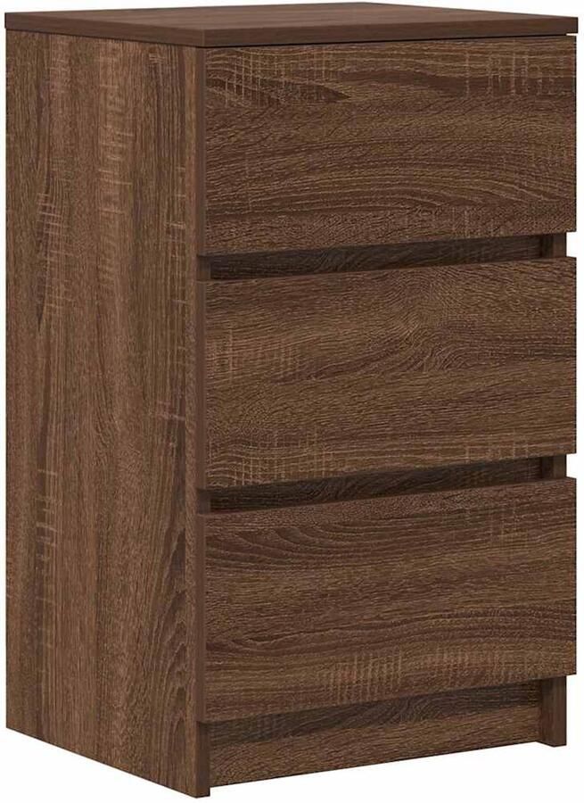 VidaXL Nachtkastje met 3 lades 39x35x65 cm bruin eikenkleurig