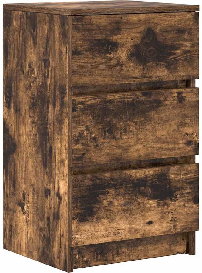 VidaXL Nachtkastje met 3 lades 39x35x65 cm gerookt eikenkleurig