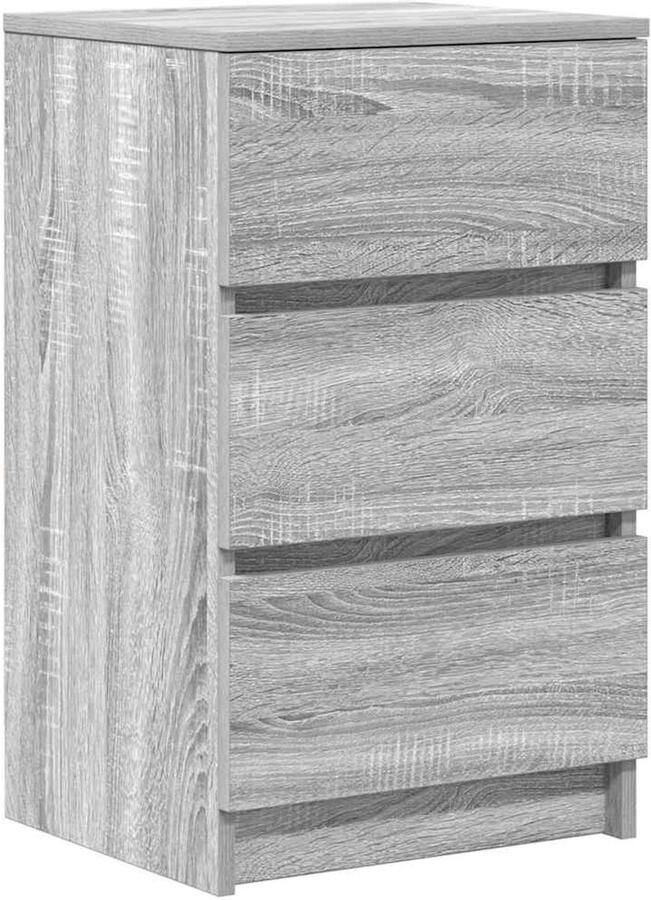 VidaXL Nachtkastje met 3 lades 39x35x65 cm grijs sonoma